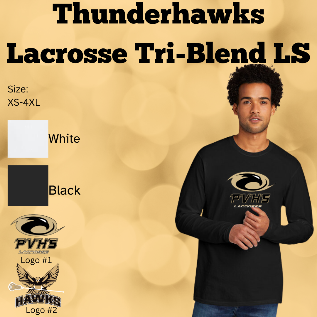 PVHS Thunderhawk Lacrosse Long Sleeve TriBlend Shirt