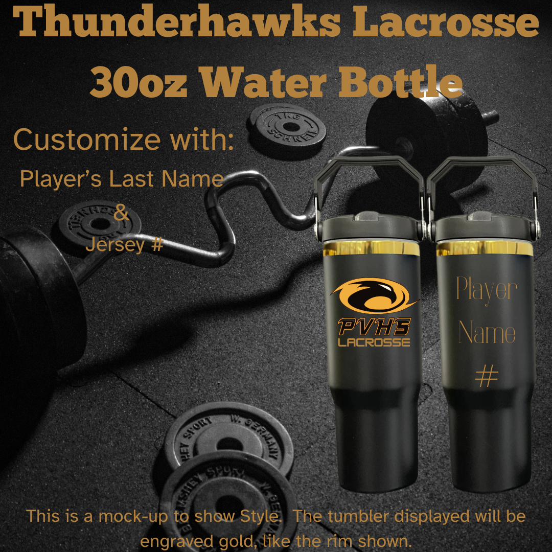 PVHS Thunderhawk Lacrosse 30oz Water Bottle