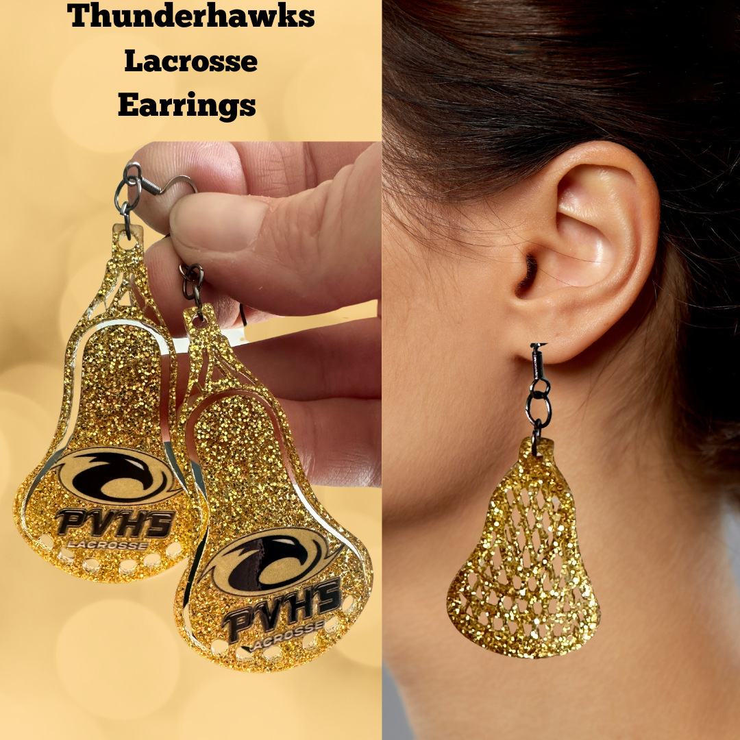 Thunderhawks Lacrosse Head Earrings