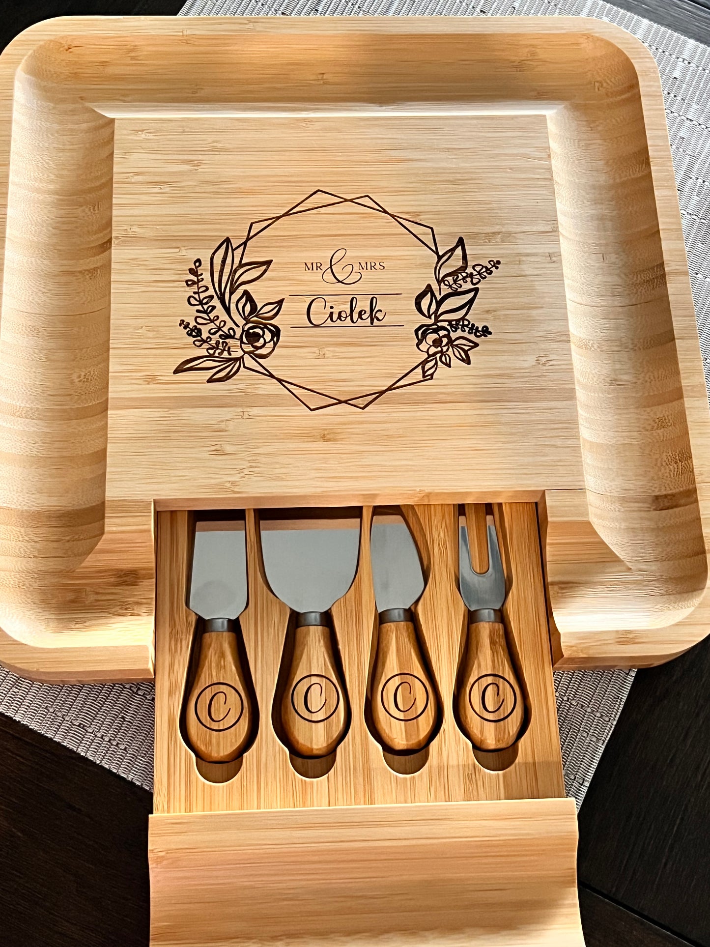 Personalized Bamboo Charcuterie Board Set