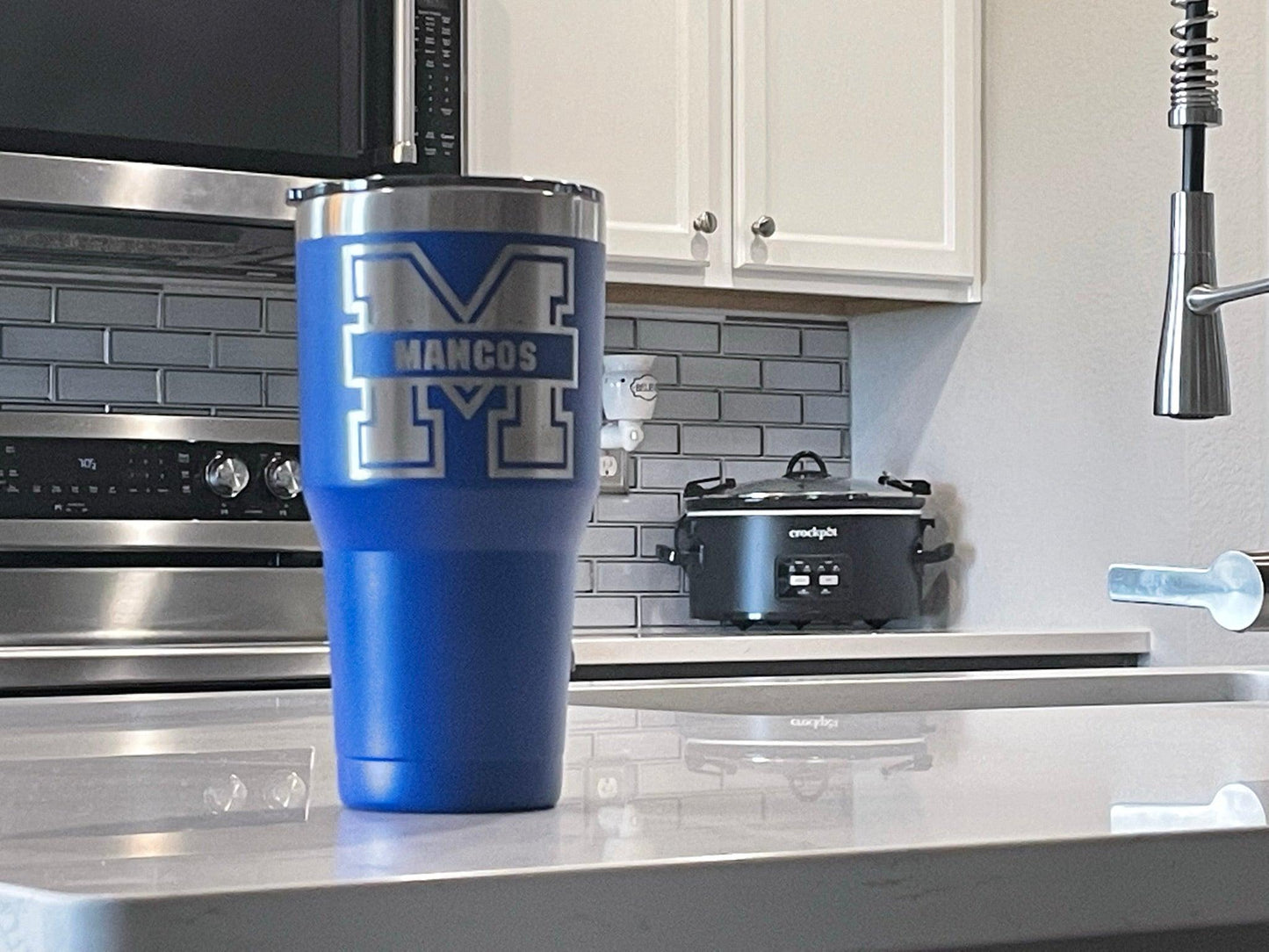 Tumbler Insulated with Lid and Straw 30oz Personalized - Royal Blue - 525 Laser Designs