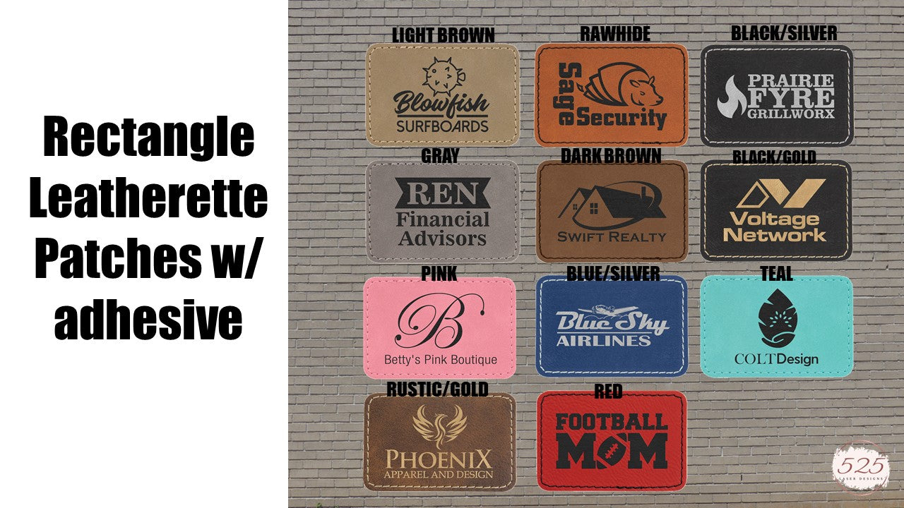 Leatherette Personalized - Rectangle Patches w/adhesive