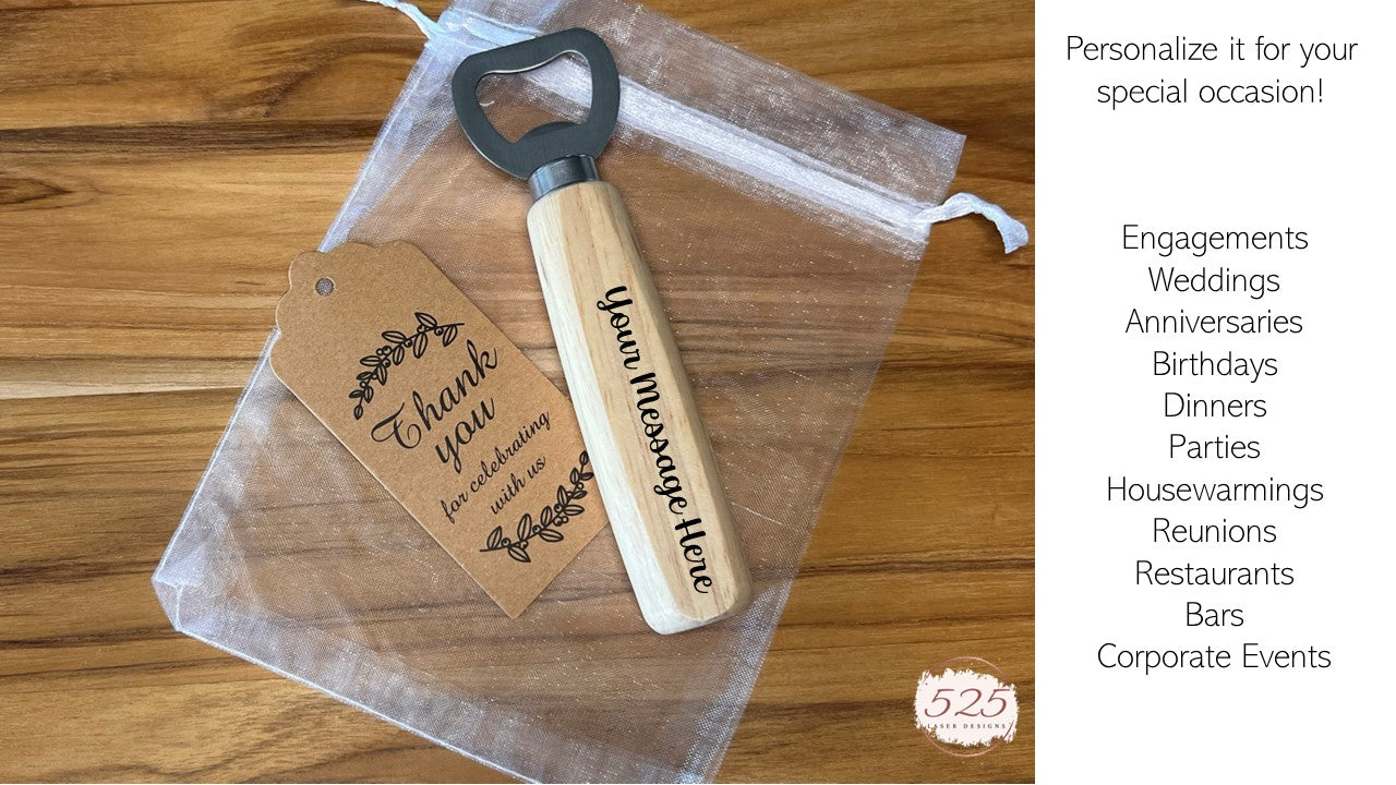 Bottle Opener w/Wooden Handle - Personalized