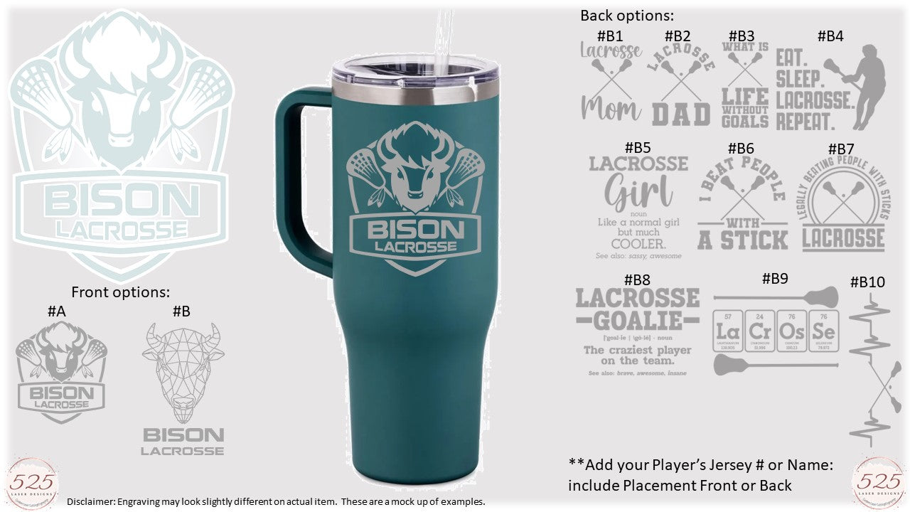Bison Deep Teal 40 oz Charger Tumbler - Personalized