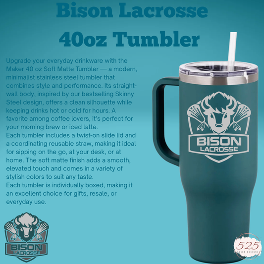 Bison Deep Teal 40 oz  Charger Tumbler - Personalized