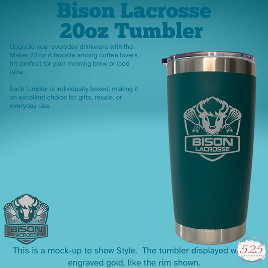 Bison Teal 20 oz  Tumbler - Personalized