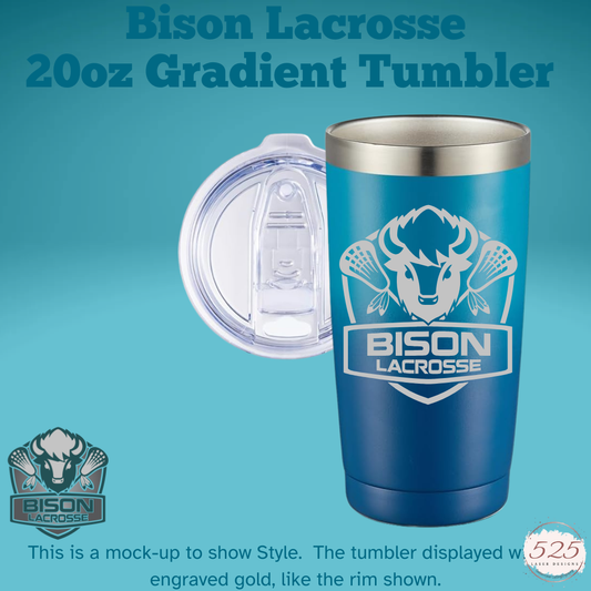Bison Ombre Teal 20 oz  Tumbler - Personalized
