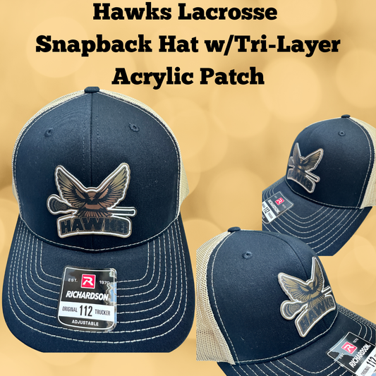 PVHS Hawks Lacrosse Snapback Trucker Hat w/ Tri-Layer Acrylic Patch