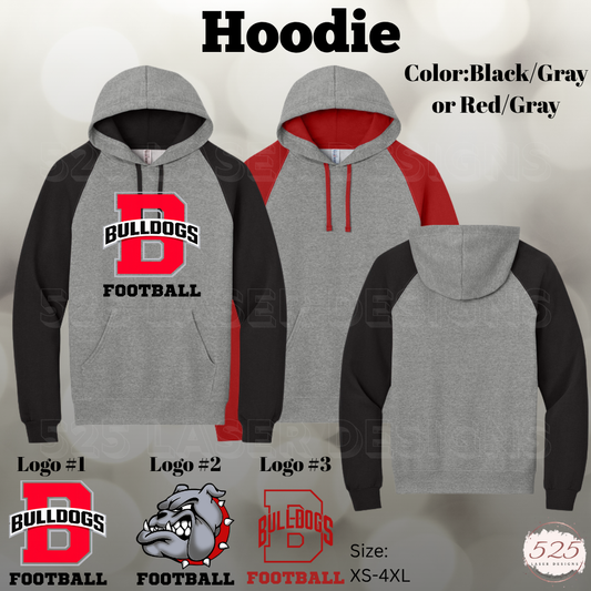 Brighton Bulldog Fleece Hoodie Raglan Color Block