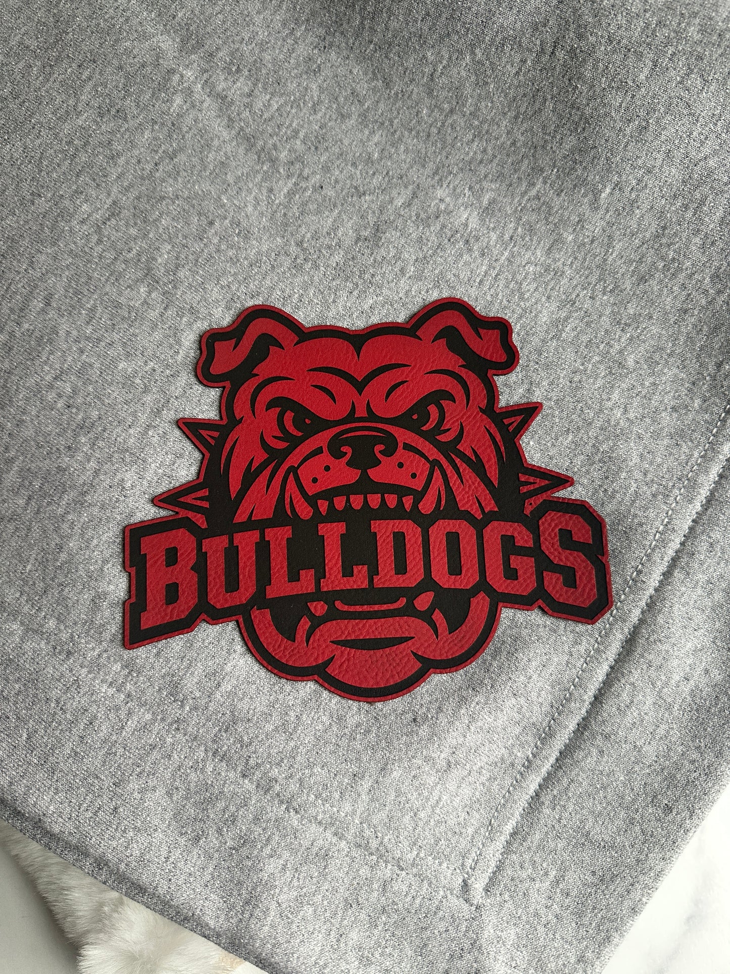 Brighton Bulldog Oversized Core Fleece Sweatshirt Blanket w/ Leatherette Patch