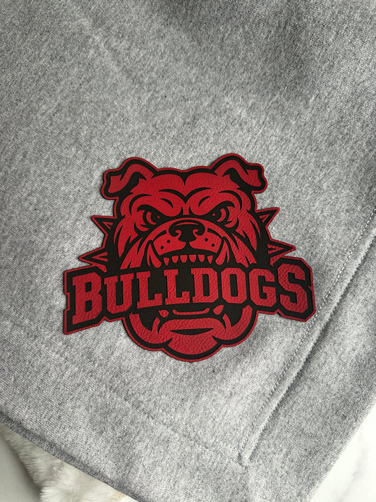 Brighton Bulldog Oversized Core Fleece Sweatshirt Blanket w/ Leatherette Patch