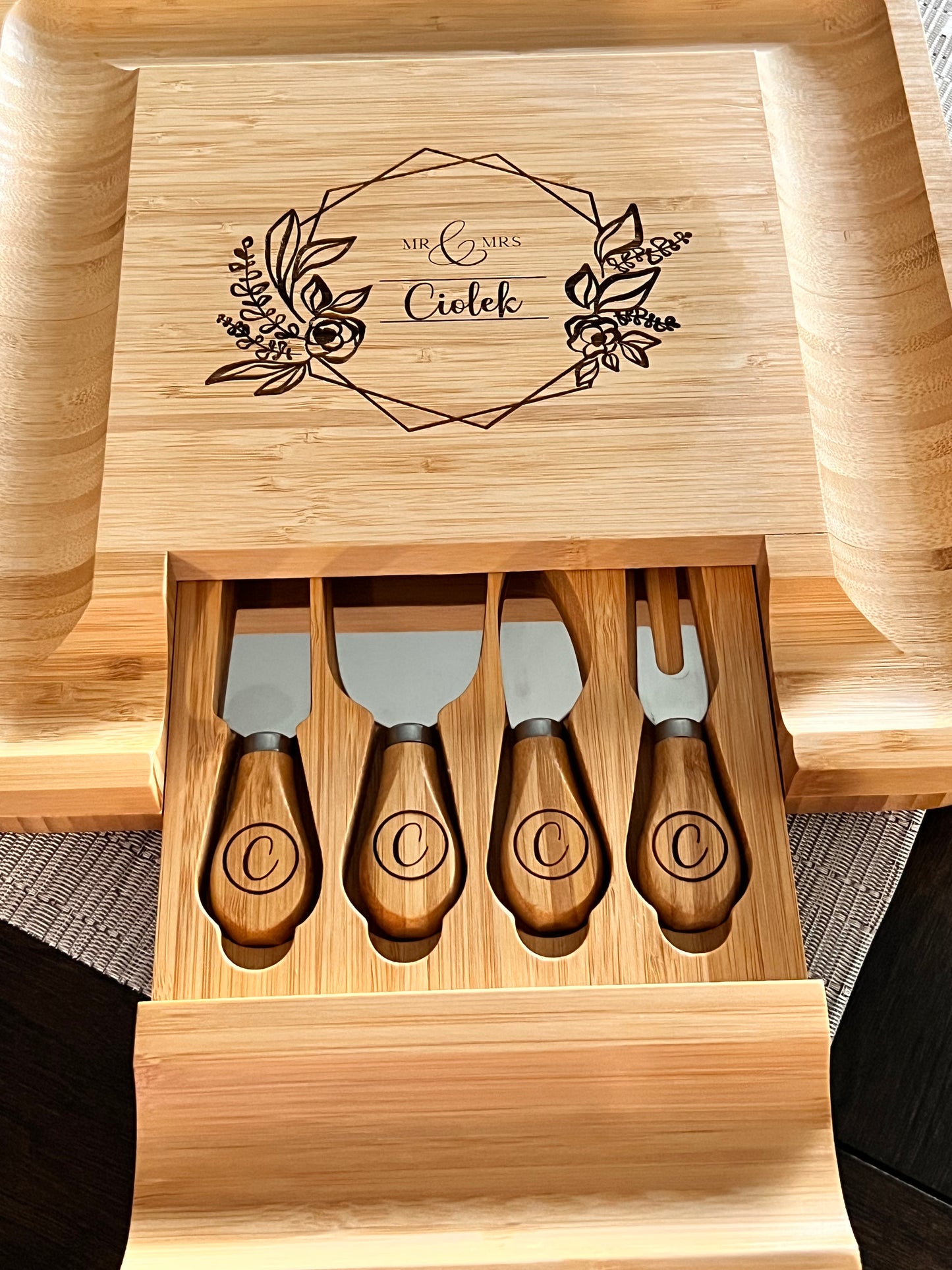 Personalized Bamboo Charcuterie Board Set
