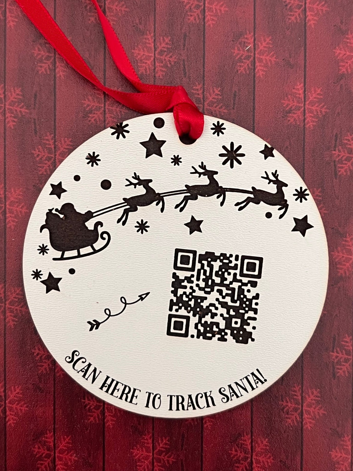 Santa Tracker Round Ornament w/QR Code