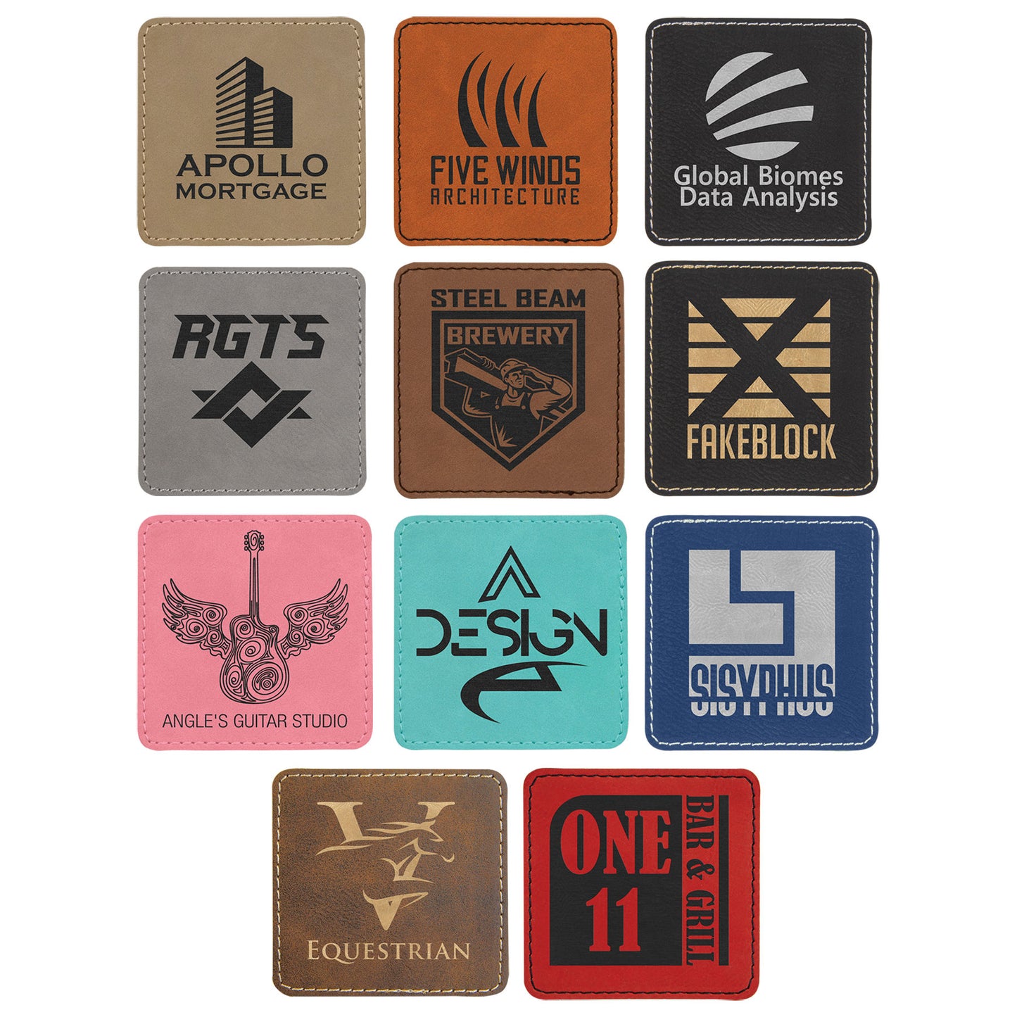Leatherette Personalized - Square Patches w/adhesive