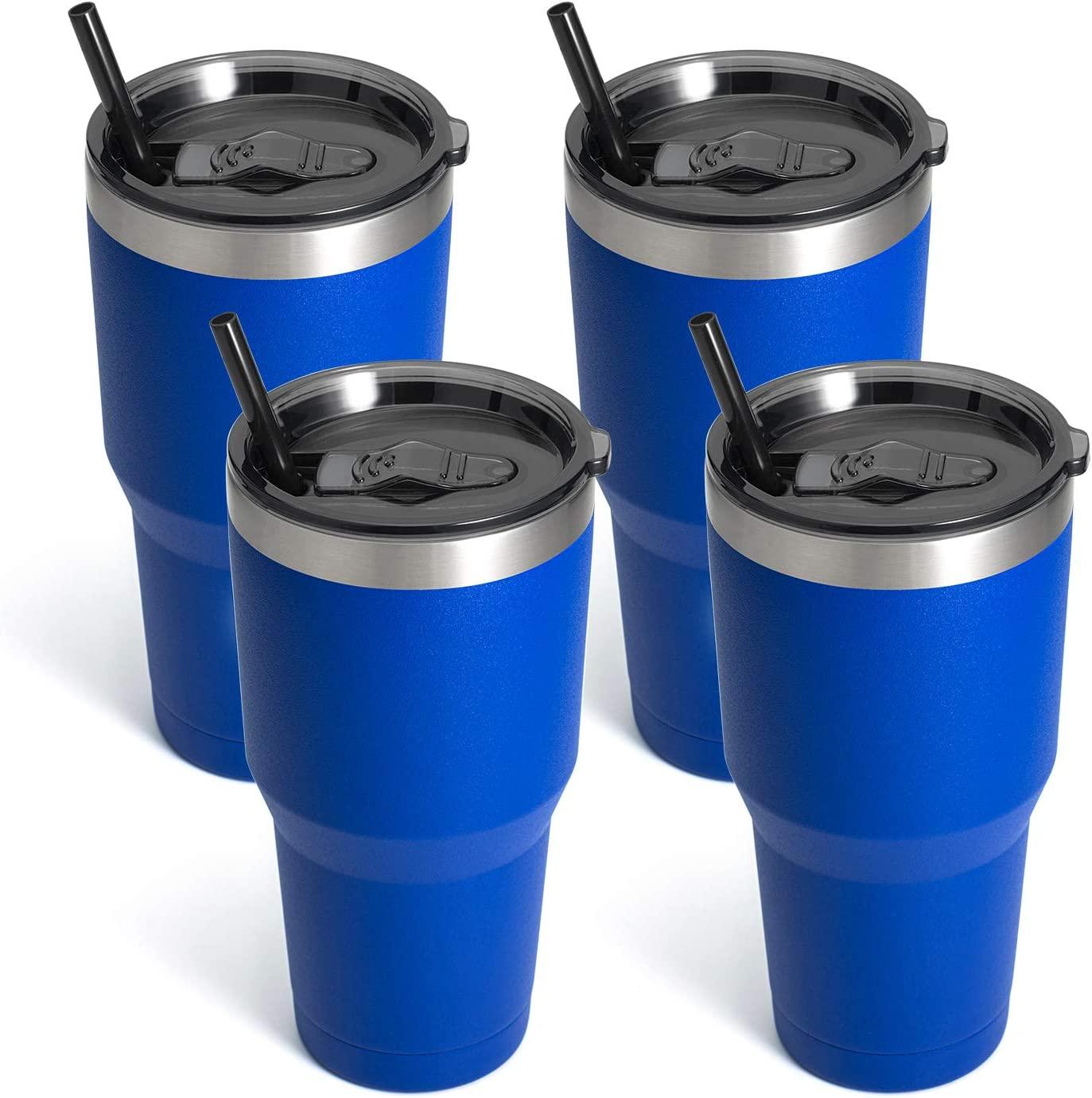 Tumbler Insulated with Lid and Straw 30oz Personalized - Royal Blue - 525 Laser Designs