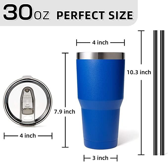 Tumbler Insulated with Lid and Straw 30oz Personalized - Royal Blue - 525 Laser Designs